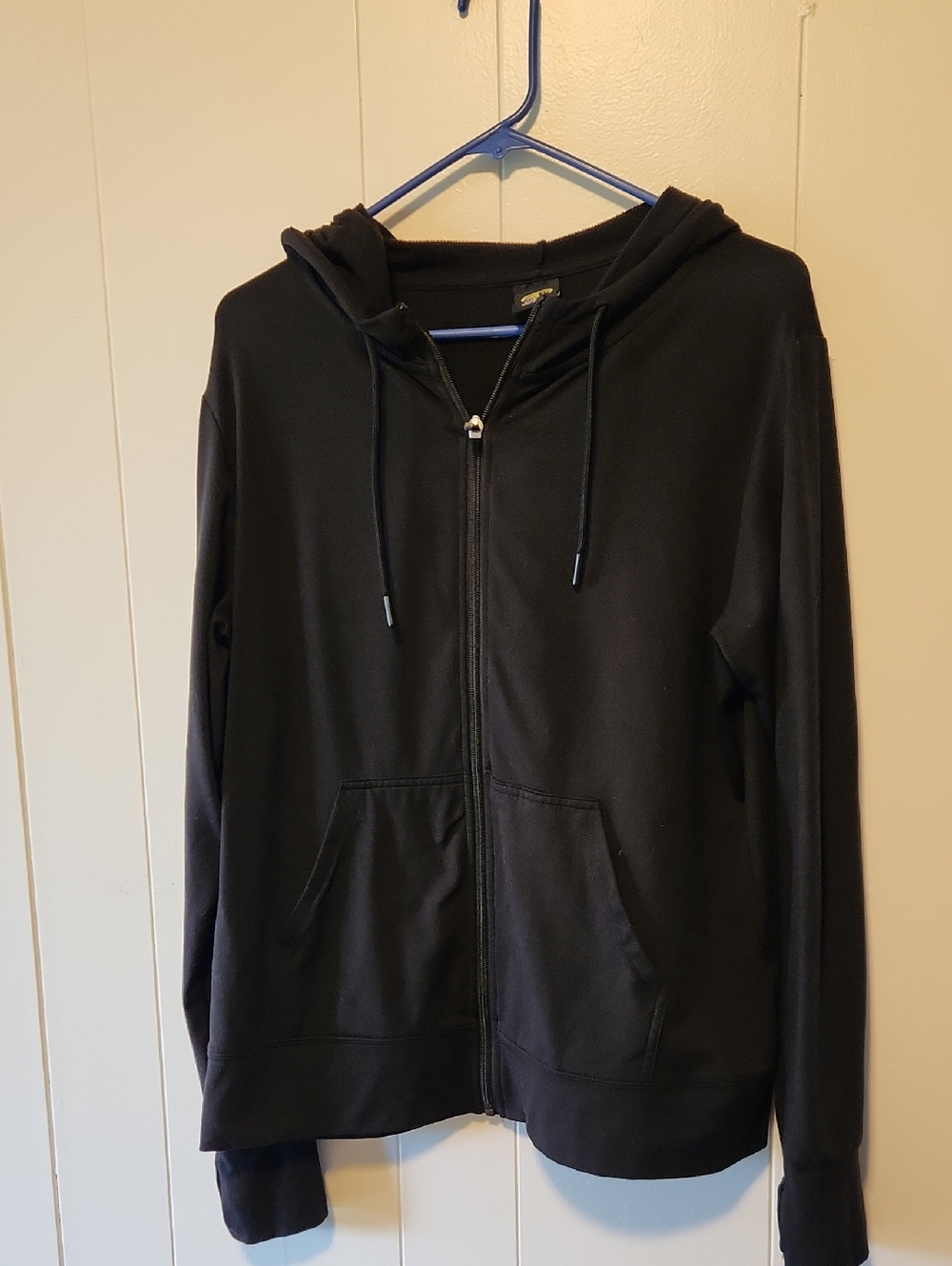 Womens Size L Black Zip Up Hoodie With Thumb Holes